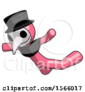 Poster, Art Print Of Pink Plague Doctor Man Skydiving Or Falling To Death