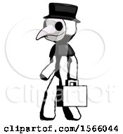 Poster, Art Print Of Ink Plague Doctor Man Walking With Briefcase To The Left