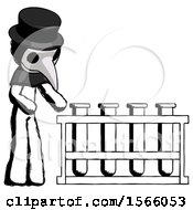 Poster, Art Print Of Ink Plague Doctor Man Using Test Tubes Or Vials On Rack