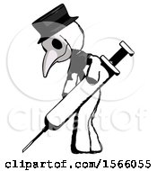 Poster, Art Print Of Ink Plague Doctor Man Using Syringe Giving Injection