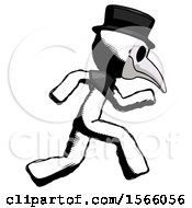 Poster, Art Print Of Ink Plague Doctor Man Running Fast Right