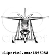 Ink Plague Doctor Man In Ultralight Aircraft Front View