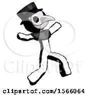 Poster, Art Print Of Ink Plague Doctor Man Running Away In Hysterical Panic Direction Right