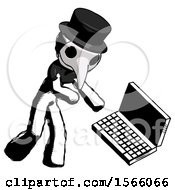 Ink Plague Doctor Man Throwing Laptop Computer In Frustration