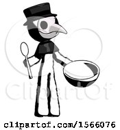 Ink Plague Doctor Man With Empty Bowl And Spoon Ready To Make Something