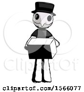 Poster, Art Print Of Ink Plague Doctor Man Holding Box Sent Or Arriving In Mail