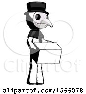 Ink Plague Doctor Man Holding Package To Send Or Recieve In Mail