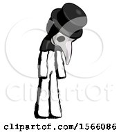 Poster, Art Print Of Ink Plague Doctor Man Depressed With Head Down Turned Right