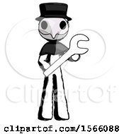Ink Plague Doctor Man Holding Large Wrench With Both Hands
