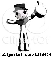 Ink Plague Doctor Man Holding Large Round Flask Or Beaker