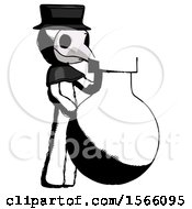 Poster, Art Print Of Ink Plague Doctor Man Standing Beside Large Round Flask Or Beaker