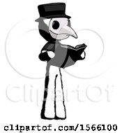 Poster, Art Print Of Ink Plague Doctor Man Reading Book While Standing Up Facing Away