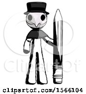 Poster, Art Print Of Ink Plague Doctor Man With Large Pencil Standing Ready To Write