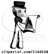 Poster, Art Print Of Ink Plague Doctor Man Holding Blueprints Or Scroll