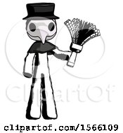 Ink Plague Doctor Man Holding Feather Duster Facing Forward