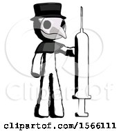 Ink Plague Doctor Man Holding Large Syringe