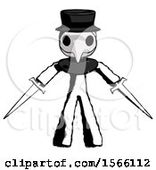 Poster, Art Print Of Ink Plague Doctor Man Two Sword Defense Pose