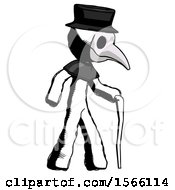 Poster, Art Print Of Ink Plague Doctor Man Walking With Hiking Stick