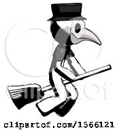 Poster, Art Print Of Ink Plague Doctor Man Flying On Broom