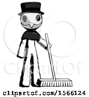 Poster, Art Print Of Ink Plague Doctor Man Standing With Industrial Broom