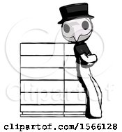 Poster, Art Print Of Ink Plague Doctor Man Resting Against Server Rack Viewed At Angle