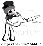 Poster, Art Print Of Ink Plague Doctor Man Holding Giant Scissors Cutting Out Something