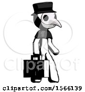 Ink Plague Doctor Man Walking With Medical Aid Briefcase To Right