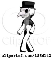 Ink Plague Doctor Man Man Walking Turned Left Front View
