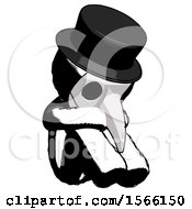 Poster, Art Print Of Ink Plague Doctor Man Sitting With Head Down Facing Angle Right