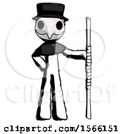 Poster, Art Print Of Ink Plague Doctor Man Holding Staff Or Bo Staff