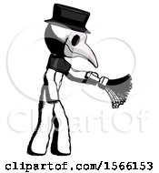 Ink Plague Doctor Man Dusting With Feather Duster Downwards