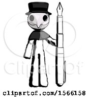 Poster, Art Print Of Ink Plague Doctor Man Holding Giant Calligraphy Pen
