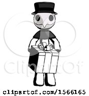 Poster, Art Print Of Ink Plague Doctor Man Gifting Present With Large Bow Front View