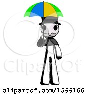 Poster, Art Print Of Ink Plague Doctor Man Holding Umbrella Rainbow Colored