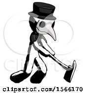 Poster, Art Print Of Ink Plague Doctor Man Striking With A Red Firefighters Ax