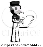 Ink Plague Doctor Man Using Clipboard And Pencil