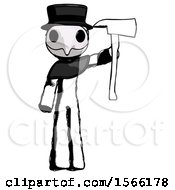 Poster, Art Print Of Ink Plague Doctor Man Holding Up Red Firefighters Ax