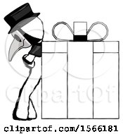 Poster, Art Print Of Ink Plague Doctor Man Gift Concept - Leaning Against Large Present