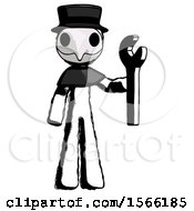 Ink Plague Doctor Man Holding Wrench Ready To Repair Or Work