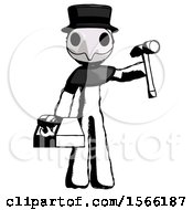 Poster, Art Print Of Ink Plague Doctor Man Holding Tools And Toolchest Ready To Work