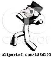 Poster, Art Print Of Ink Plague Doctor Man Running Away In Hysterical Panic Direction Left