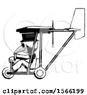 Ink Plague Doctor Man In Ultralight Aircraft Side View