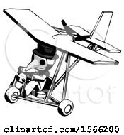 Poster, Art Print Of Ink Plague Doctor Man In Ultralight Aircraft Top Side View