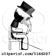 Poster, Art Print Of Ink Plague Doctor Man Using Laptop Computer While Sitting In Chair View From Side