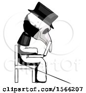 Ink Plague Doctor Man Using Laptop Computer While Sitting In Chair View From Side