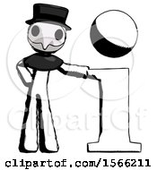 Poster, Art Print Of Ink Plague Doctor Man With Info Symbol Leaning Up Against It