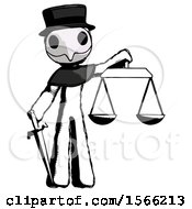 Poster, Art Print Of Ink Plague Doctor Man Justice Concept With Scales And Sword Justicia Derived