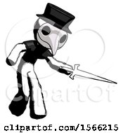 Poster, Art Print Of Ink Plague Doctor Man Sword Pose Stabbing Or Jabbing