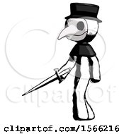 Poster, Art Print Of Ink Plague Doctor Man With Sword Walking Confidently