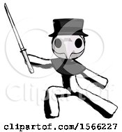 Poster, Art Print Of Ink Plague Doctor Man With Ninja Sword Katana In Defense Pose